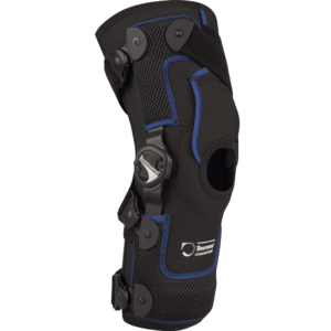 Active Reliever knee brace has breathable spacer sleeve, semi rigid nylon superstructure and adjustable corrective force stop.