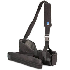 AeroSling II, a shoulder orthosis, with lightweight frame and breathable materials