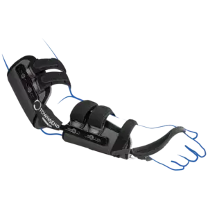 ROM Post-Op Low Profile with Semi-Rigid adjustable cuffs and dual ROM hinges with extension and flexion stops.