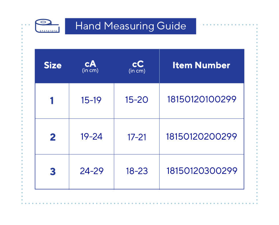 Biflex Hand SizeChart Biflex Self Adjust