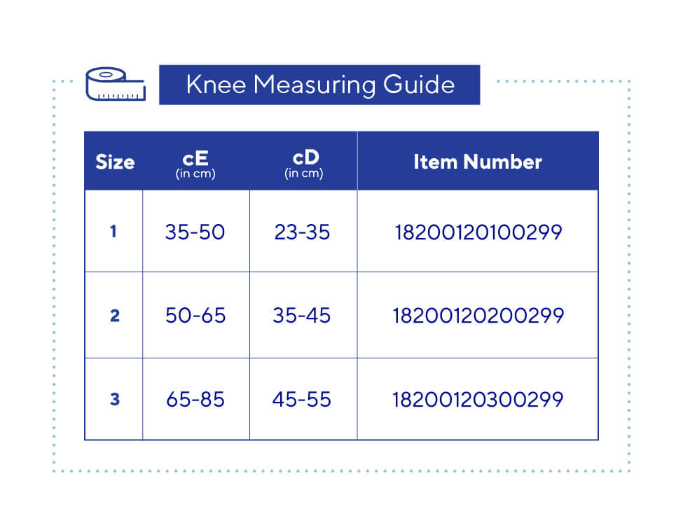 Biflex Knee SizeChart Biflex Self Adjust